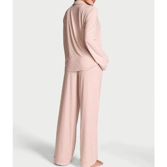 Victoria's Secret Pink Silver Heart Modal Soft Long Pajama Set-NEW- M - Picture 2 of 13
